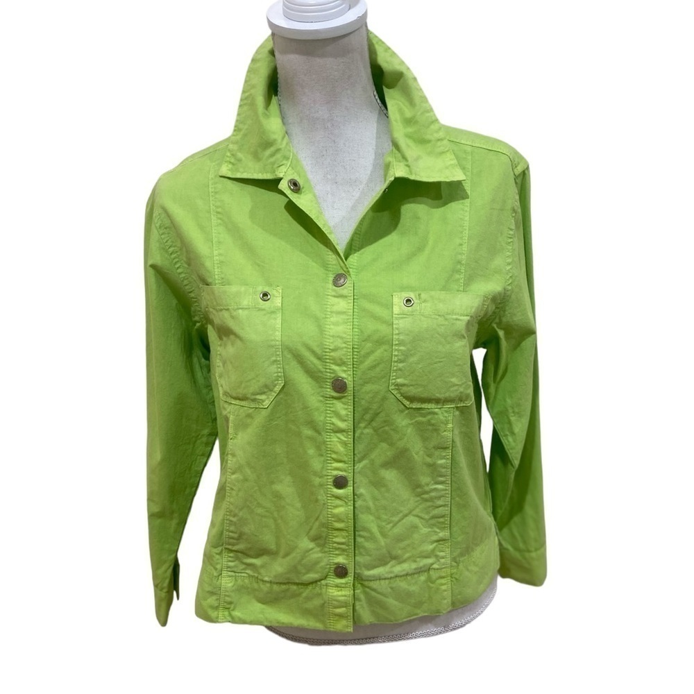 Fresh produce chartreuse lightweight shacket shirt jacket 100% cotton size small